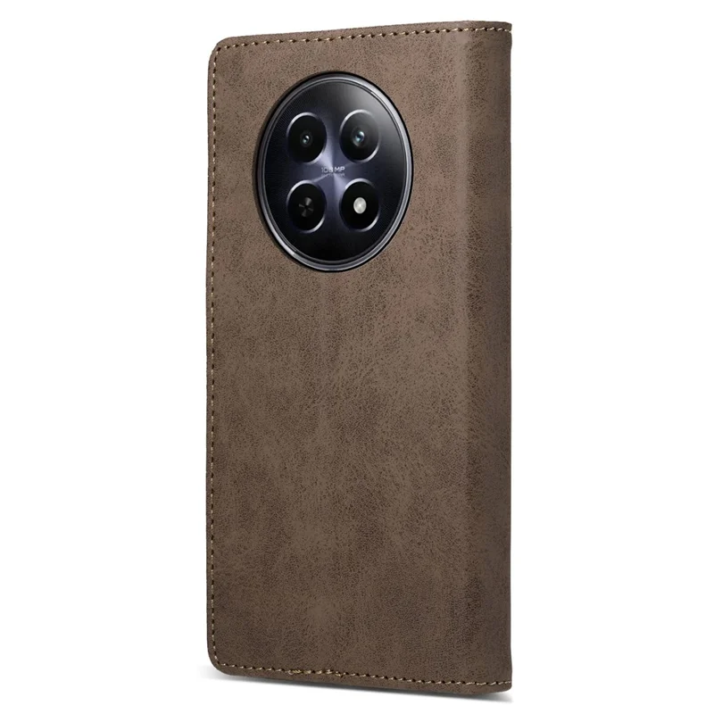 DF-05 Para Realme 12 5G / 12x 5G Carcasa de Negocios de Cuero PU con Bloqueo RFID - Marrón