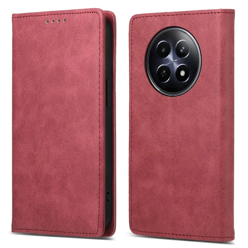 DF-05 Funda de Negocios PU Leather RFID Blocking Wallet Phone Cover - Rojo para Realme 12 5G / 12x 5G