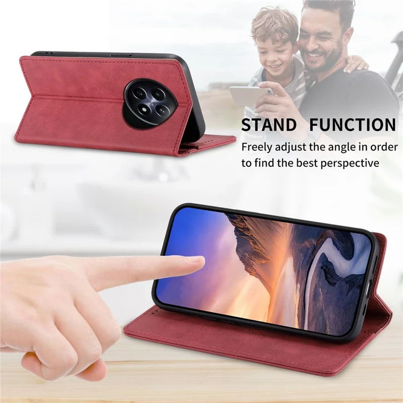 DF-05 Funda de Negocios PU Leather RFID Blocking Wallet Phone Cover - Rojo para Realme 12 5G / 12x 5G