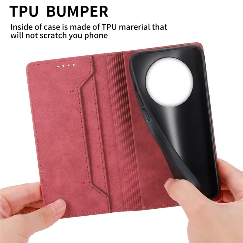 DF-05 Funda de Negocios PU Leather RFID Blocking Wallet Phone Cover - Rojo para Realme 12 5G / 12x 5G