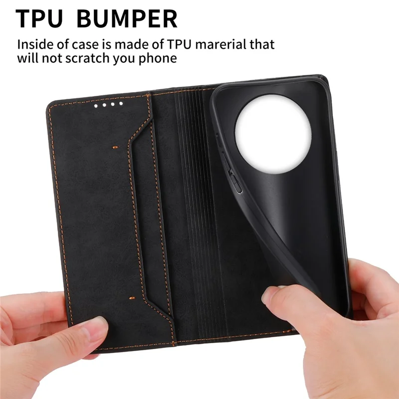 DF-05 For Realme 12 5G / 12x 5G Business Case PU Leather RFID Blocking Wallet Phone Cover - Black