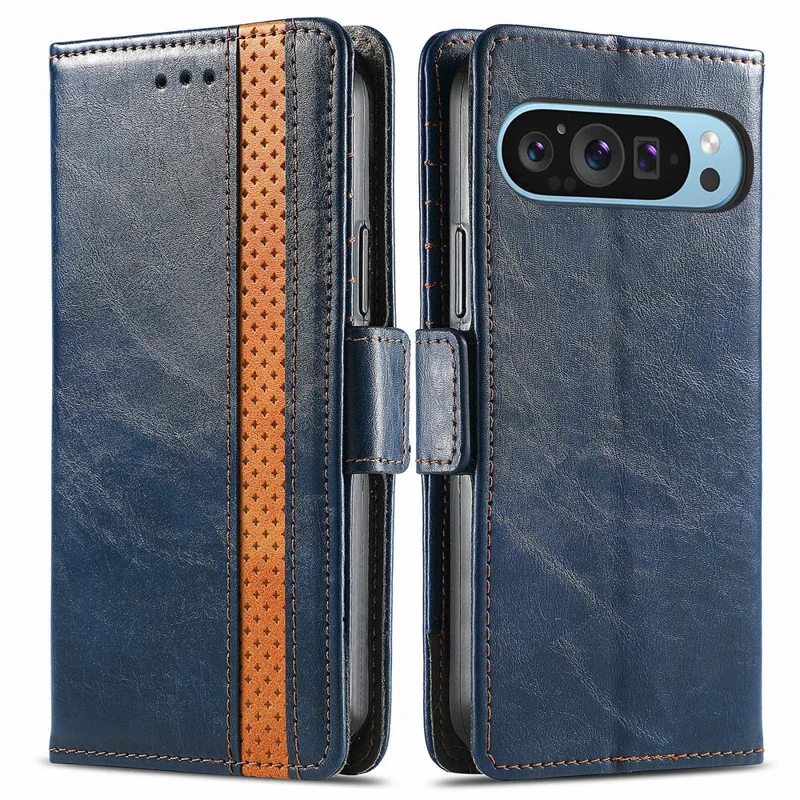 For Google Pixel 10 Pro XL / 9 Pro XL Phone Cases CASENEO PU Leather Cover Stand with RFID Blocking Wallet - Dark Blue
