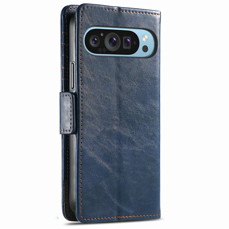 For Google Pixel 10 Pro XL / 9 Pro XL Phone Cases CASENEO PU Leather Cover Stand with RFID Blocking Wallet - Dark Blue