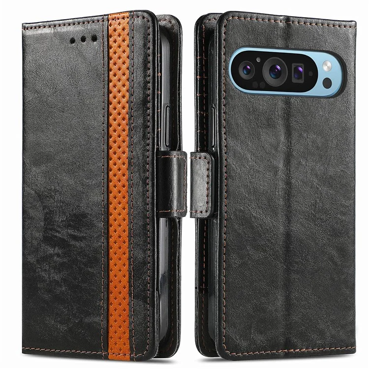 CASENEO 002 Series для Google Pixel 9 / Pixel 9 Pro Чехол-книжка из кожи для мобильного телефона Аксессуары оптом - Черный 