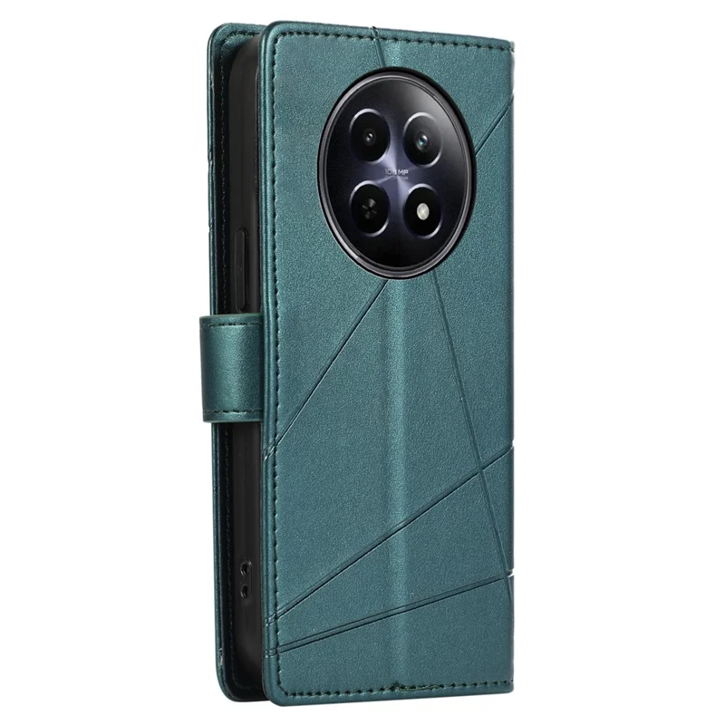 DF-06 For Realme 12 5G / 12x 5G Case Cell Phone Accessory   Line Imprint Leather Wallet Phone Cover - Green