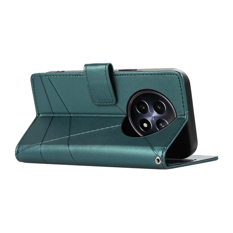 DF-06 For Realme 12 5G / 12x 5G Case Cell Phone Accessory   Line Imprint Leather Wallet Phone Cover - Green