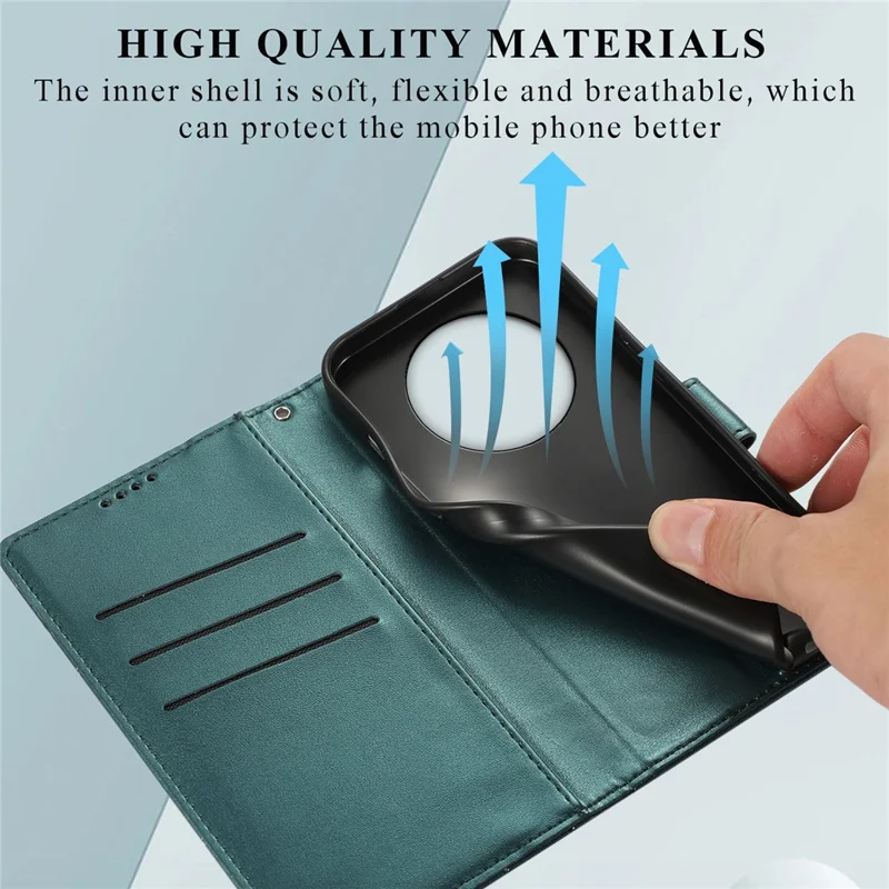 DF-06 For Realme 12 5G / 12x 5G Case Cell Phone Accessory   Line Imprint Leather Wallet Phone Cover - Green