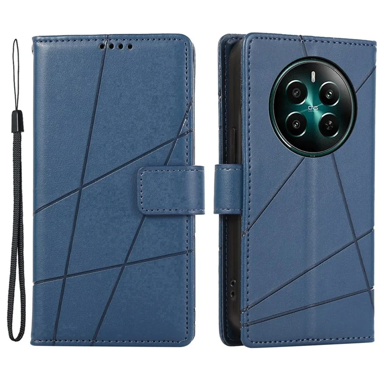 DF-06 für Realme 12 4G / 12+ 5G / Narzo 70 Pro 5G Hülle Linienprägung Brieftasche Cover Großhandel Handyzubehör - Blau