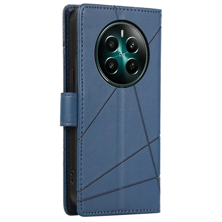 DF-06 für Realme 12 4G / 12+ 5G / Narzo 70 Pro 5G Hülle Linienprägung Brieftasche Cover Großhandel Handyzubehör - Blau