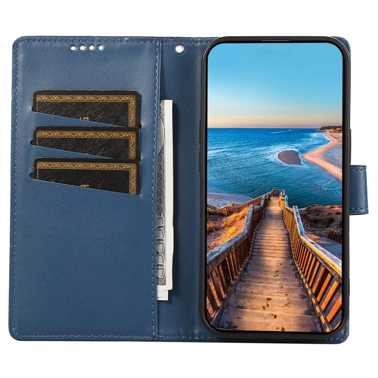 DF-06 für Realme 12 4G / 12+ 5G / Narzo 70 Pro 5G Hülle Linienprägung Brieftasche Cover Großhandel Handyzubehör - Blau