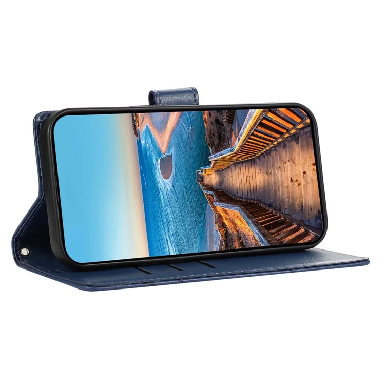DF-06 für Realme 12 4G / 12+ 5G / Narzo 70 Pro 5G Hülle Linienprägung Brieftasche Cover Großhandel Handyzubehör - Blau
