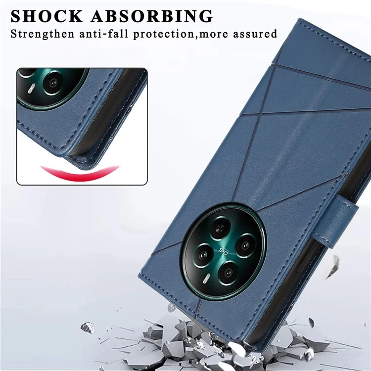 DF-06 für Realme 12 4G / 12+ 5G / Narzo 70 Pro 5G Hülle Linienprägung Brieftasche Cover Großhandel Handyzubehör - Blau