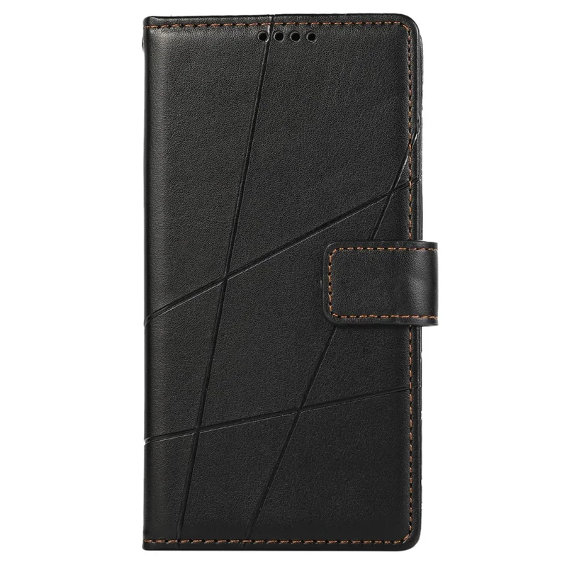 DF-06 For Realme 12 4G / 12+ 5G / Narzo 70 Pro 5G Case Line Imprint Wallet Cover   Cell Phone Accessories - Black