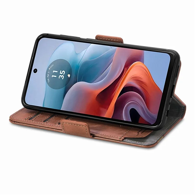 CASENEO 002 Series para Motorola Moto G45 5G / G34 5G Fundas Mayoristas Mezcla de Cuero Billetera Tapa - Marrón Oscuro