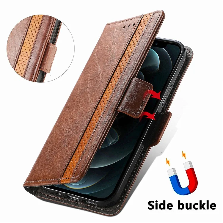 CASENEO 002 Series para Motorola Moto G45 5G / G34 5G Fundas Mayoristas Mezcla de Cuero Billetera Tapa - Marrón Oscuro