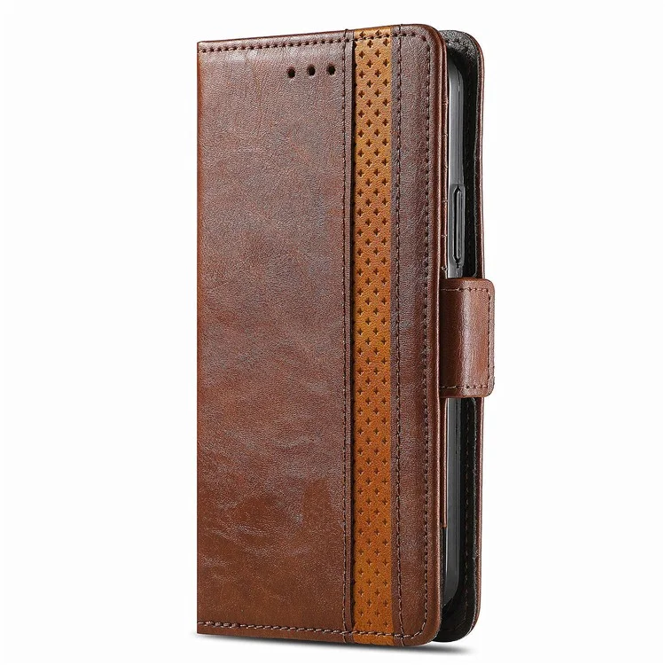 CASENEO 002 Series para Motorola Moto G45 5G / G34 5G Fundas Mayoristas Mezcla de Cuero Billetera Tapa - Marrón Oscuro
