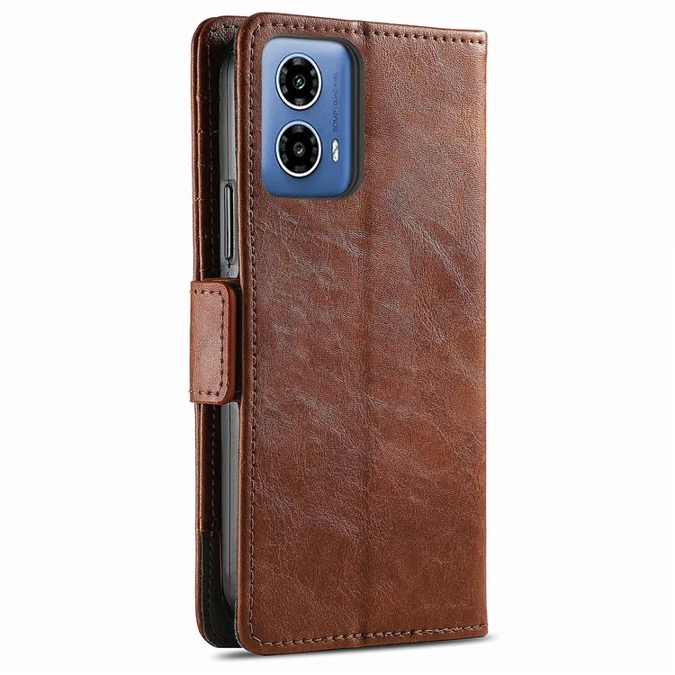 CASENEO 002 Series para Motorola Moto G45 5G / G34 5G Fundas Mayoristas Mezcla de Cuero Billetera Tapa - Marrón Oscuro