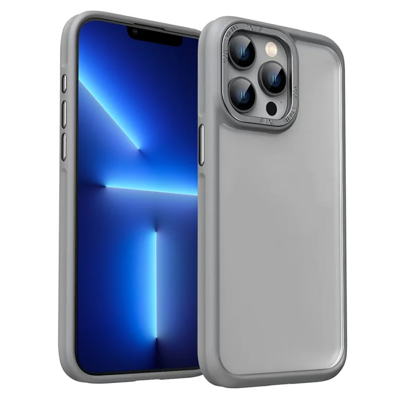 For iPhone 13 Pro 6.1 inch Cell Phone Case TPU+Acrylic Matte Cover - Grey