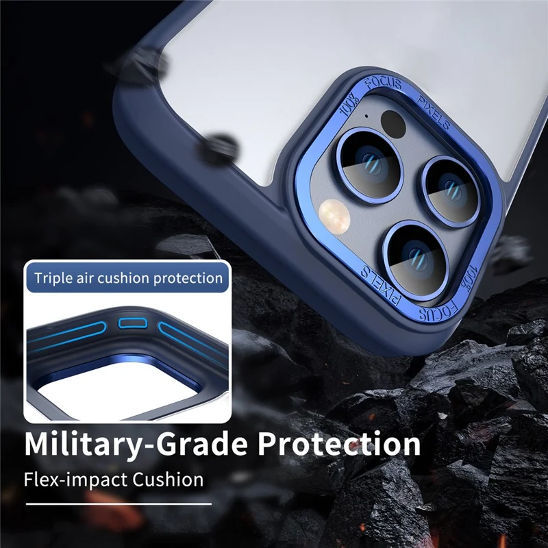 For iPhone 14 Pro Max Case Frosted TPU+Acrylic Phone Back Shell - Sapphire