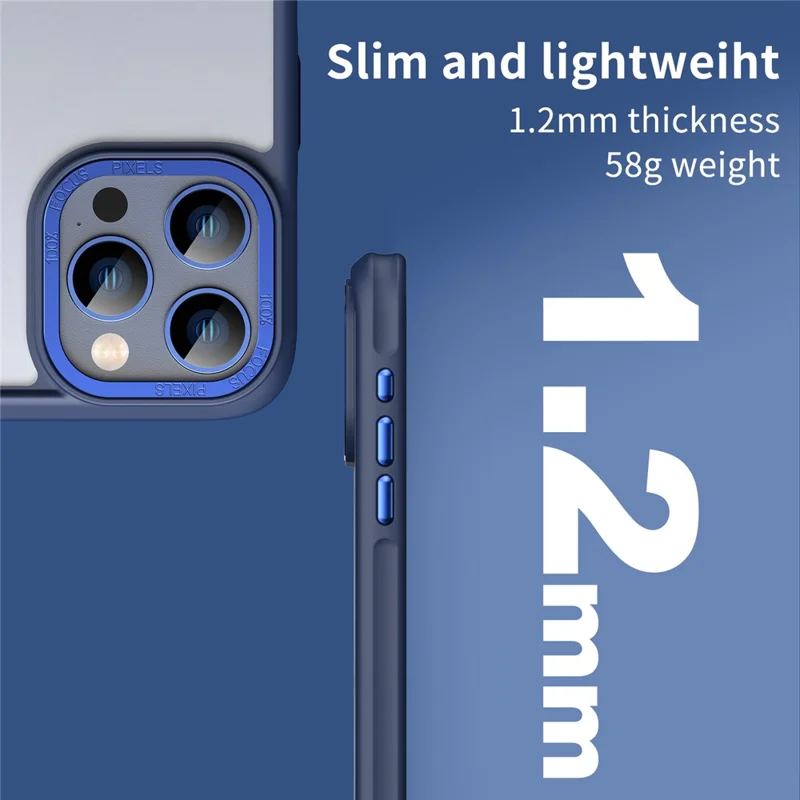 For iPhone 14 Pro Max Case Frosted TPU+Acrylic Phone Back Shell - Sapphire