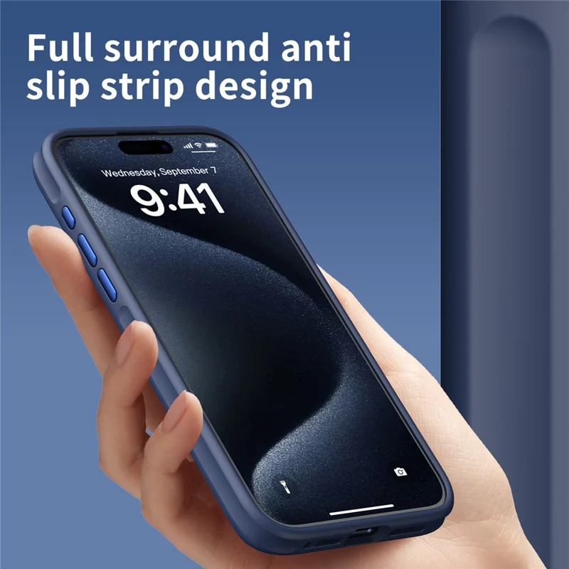 For iPhone 15 Pro Case Frosted TPU+Acrylic Metal Lens Frame Back Phone Cover - White