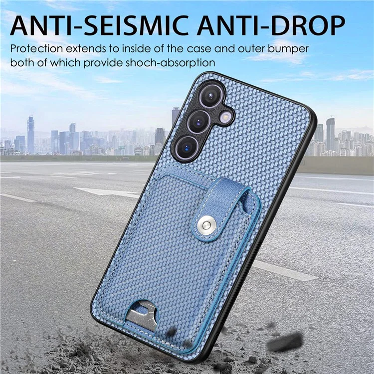 C1-06 For Samsung Galaxy S24 Case Card Slots Kickstand Phone Cover with Card Knife Tool - Khaki