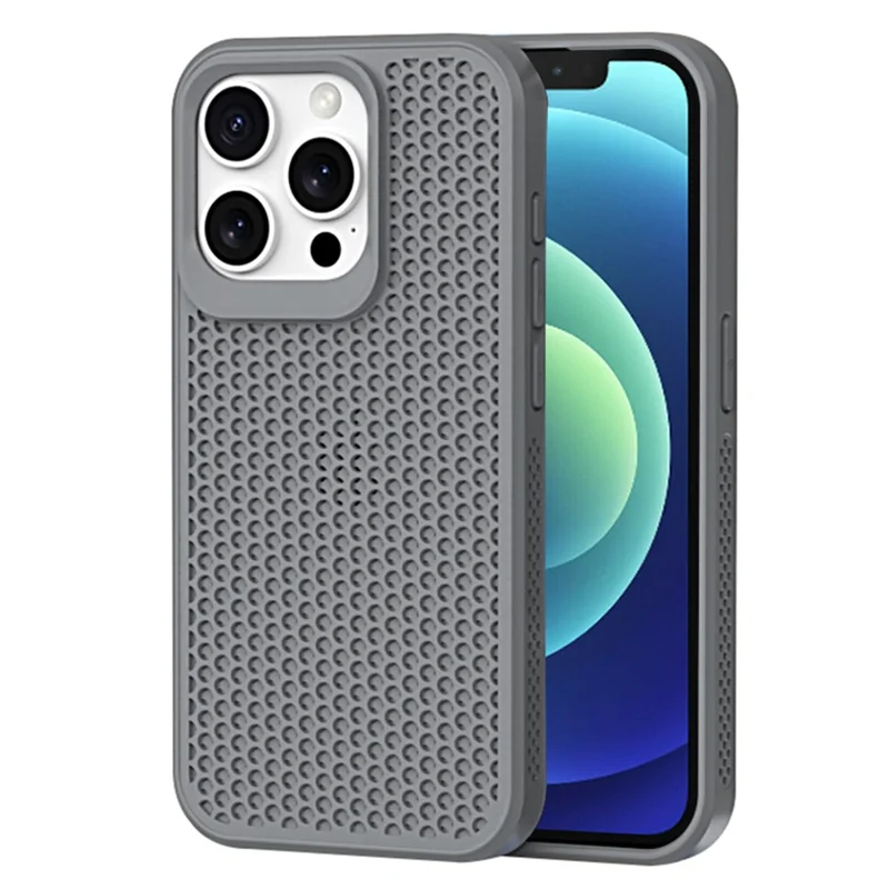 Funda para iPhone 12 / 12 Pro Disipación de Calor PC+TPU Cubierta de Teléfono Móvil Accesorios Al Por Mayor - Gris