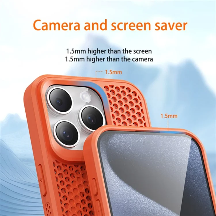 For iPhone 12 Pro Max Cover PC+TPU Heat Dissipation Mobile Phone Case Wholesale - Orange
