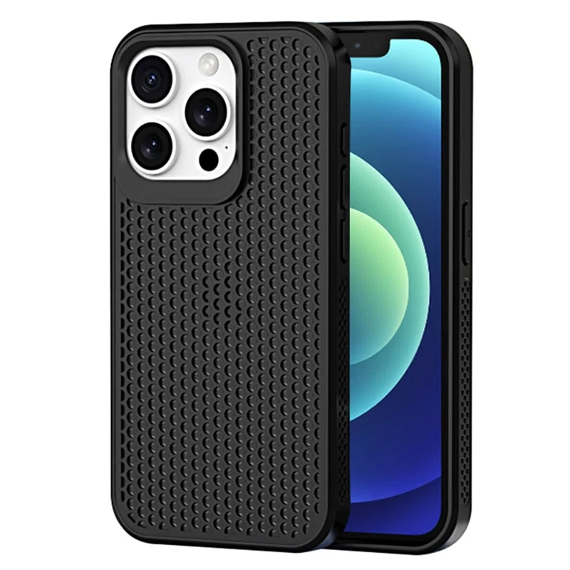 For iPhone 12 Pro Max Cover PC+TPU Heat Dissipation Mobile Phone Case Wholesale - Black