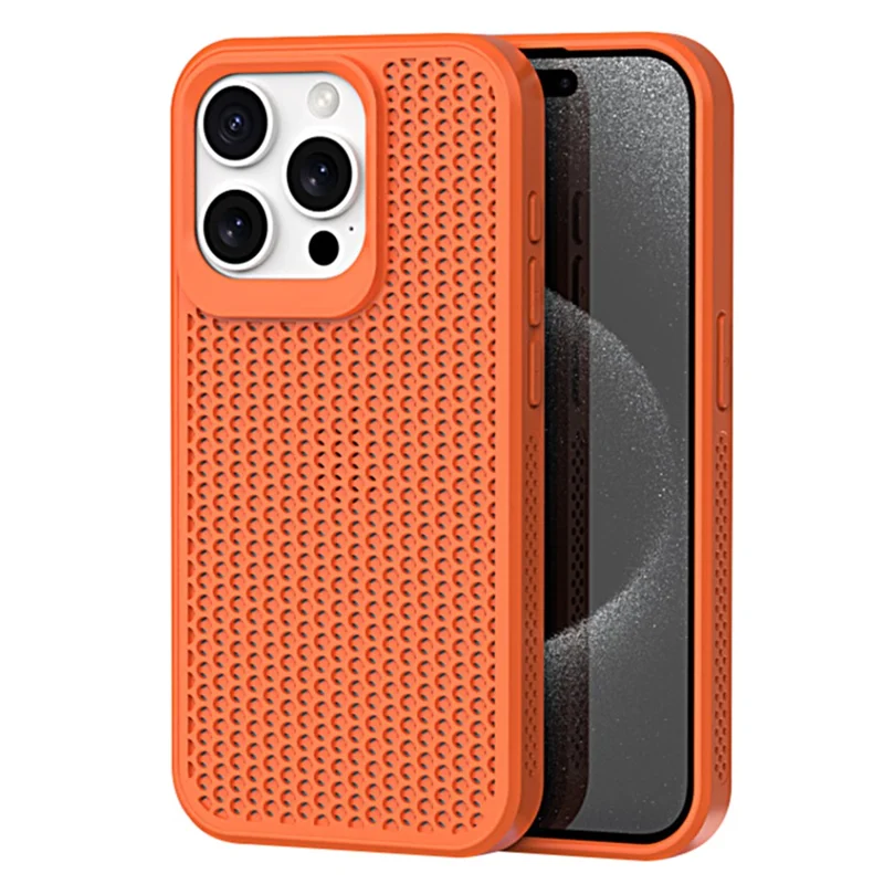 Para iPhone 14 Pro Max Hollow Phone Case PC+TPU Phone Cover Heat Dissipation - Orange