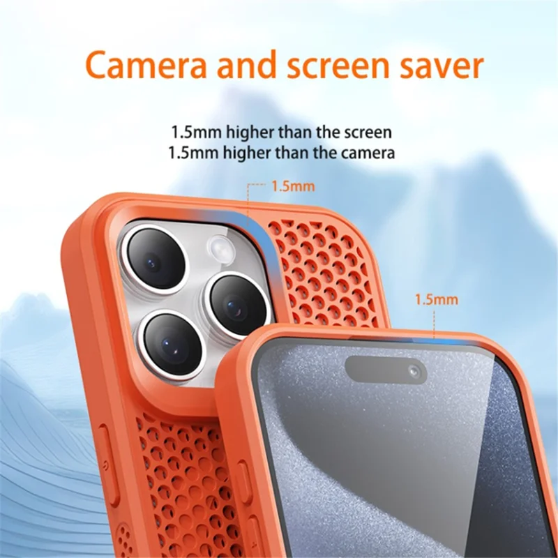 Para iPhone 14 Pro Max Hollow Phone Case PC+TPU Phone Cover Heat Dissipation - Orange