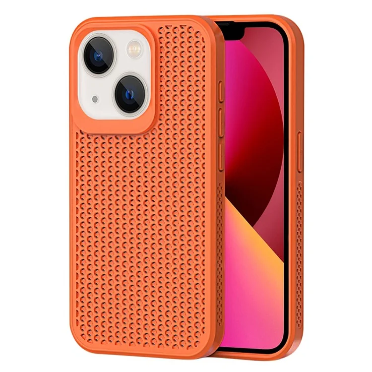 Coque de téléphone pour iPhone 13, en PC+TPU avec dissipation de la chaleur et design ajouré - Accessoires de téléphone portable en gros - Orange