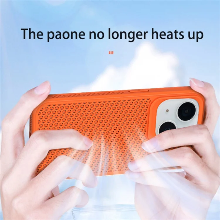 Coque de téléphone pour iPhone 13, en PC+TPU avec dissipation de la chaleur et design ajouré - Accessoires de téléphone portable en gros - Orange
