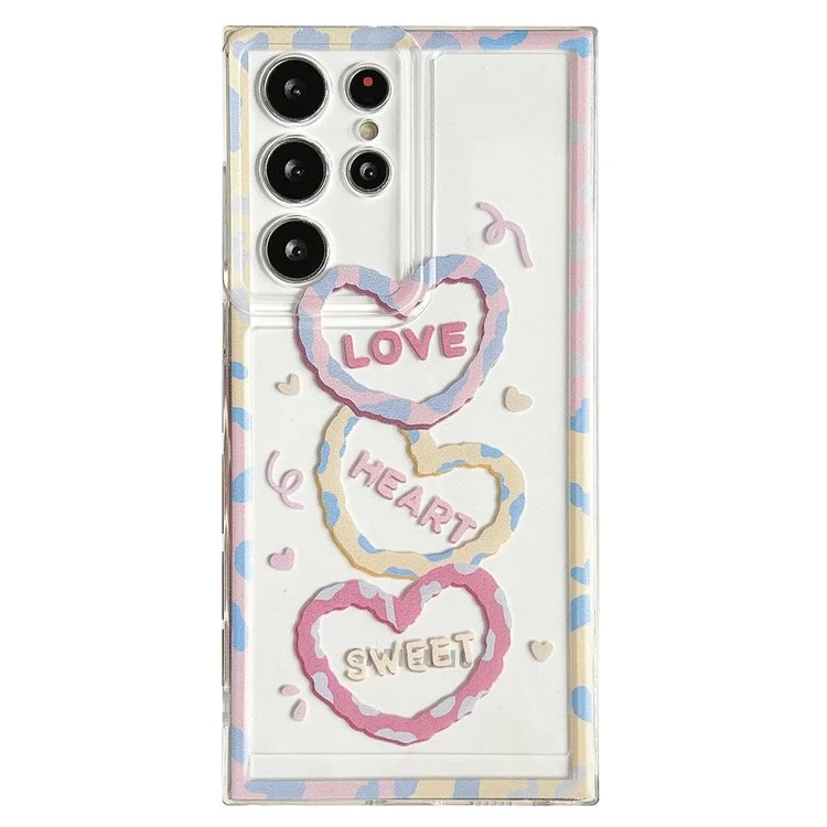 For Samsung Galaxy S24 Ultra Case Love Heart Pattern TPU Phone Cover - Border Love