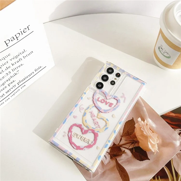 For Samsung Galaxy S24 Ultra Case Love Heart Pattern TPU Phone Cover - Border Love