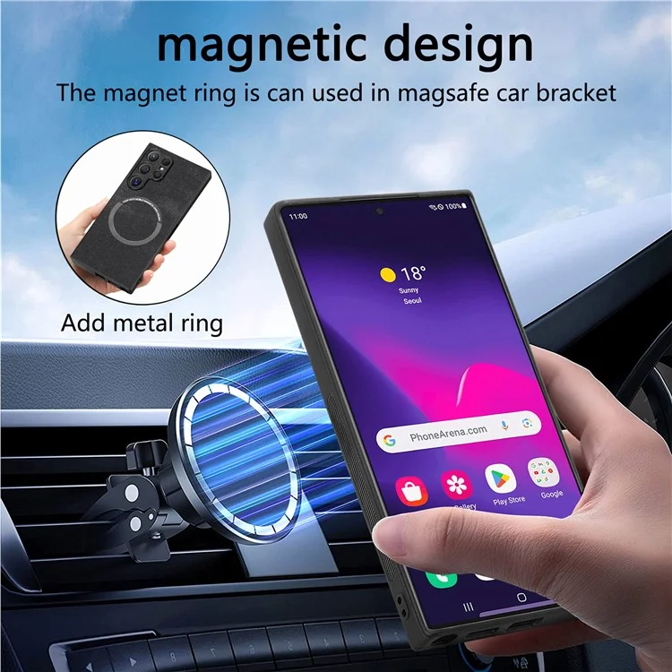 For Samsung Galaxy S24 Ultra Magnetic Case CASENEO Detachable Leather Phone Wallet Cover - Black