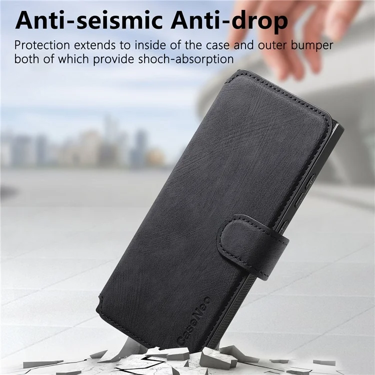 For Samsung Galaxy S24 Ultra Magnetic Case CASENEO Detachable Leather Phone Wallet Cover - Black