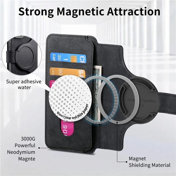 For Samsung Galaxy S24 Ultra Magnetic Case CASENEO Detachable Leather Phone Wallet Cover - Black