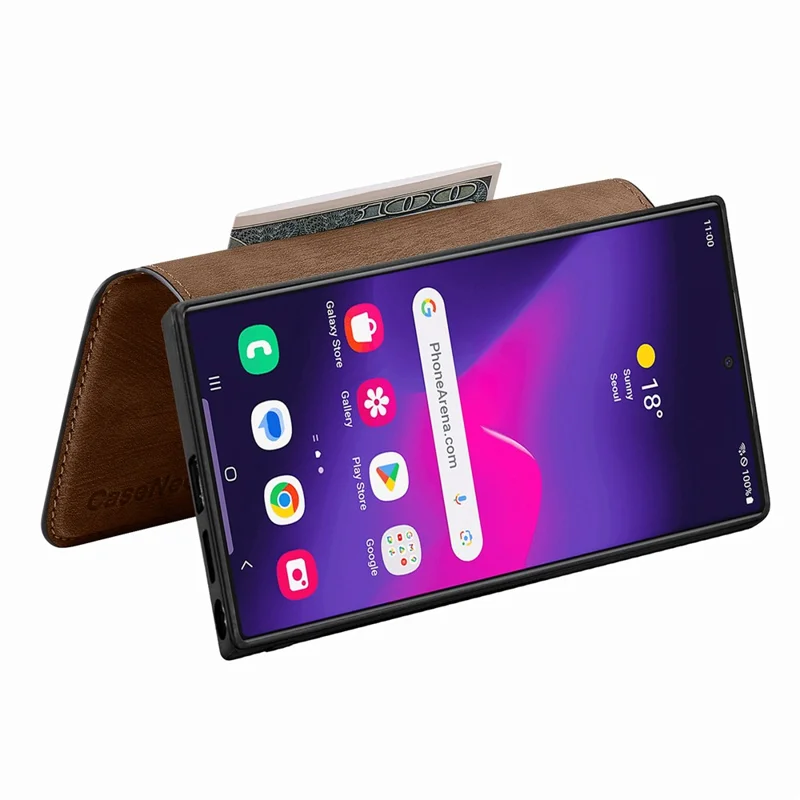 CASENEO MW-03 Für Samsung Galaxy S24 Ultra-Hülle Retro-Leder beschichtete TPU-Telefonabdeckung 2 in 1 abnehmbar - Braun