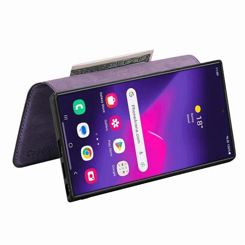 CASENEO MW-03 Per Samsung Galaxy S24 Ultra Custodia Retro in Pelle Rivestita in TPU Cover per Telefono 2 in 1 Staccabile - Viola