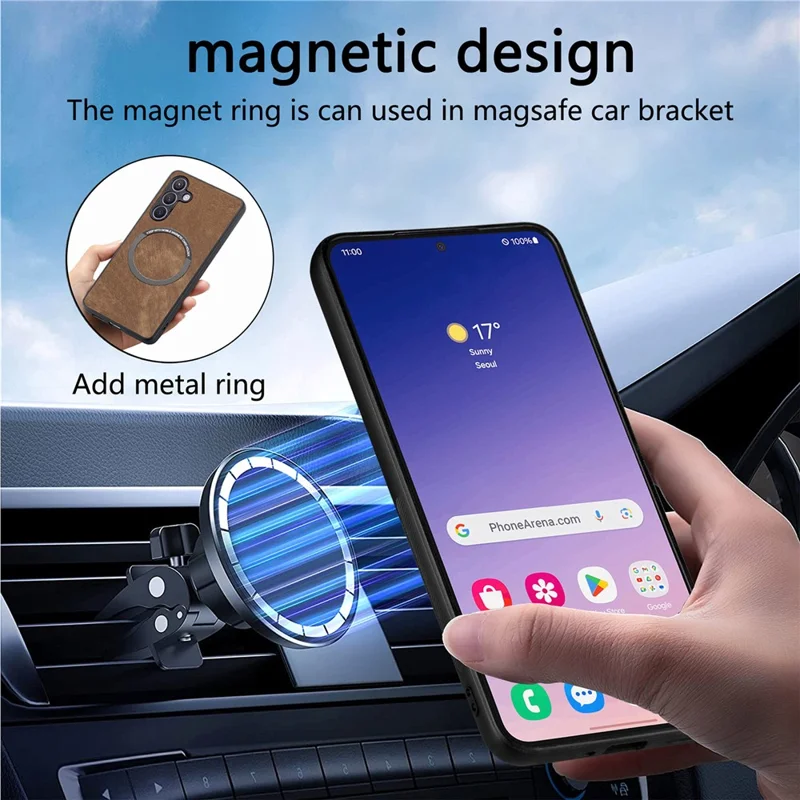For Samsung Galaxy S24 Magnetic Case CASENEO Detachable Leather Phone Wallet Cover - Brown