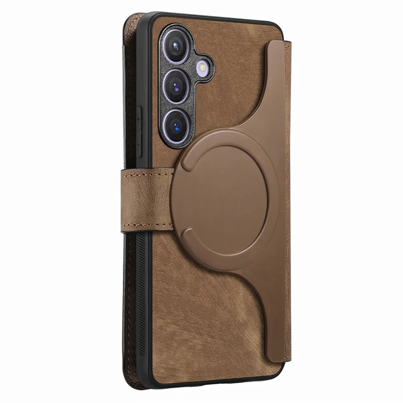 For Samsung Galaxy S24 Magnetic Case CASENEO Detachable Leather Phone Wallet Cover - Brown