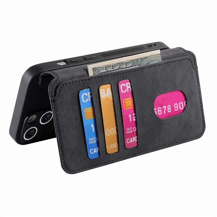 CASENEO MW-03 para a Capa Samsung Galaxy A53 5G Retro Leather Detachable Magnetic Wallet Back Cover - Preto