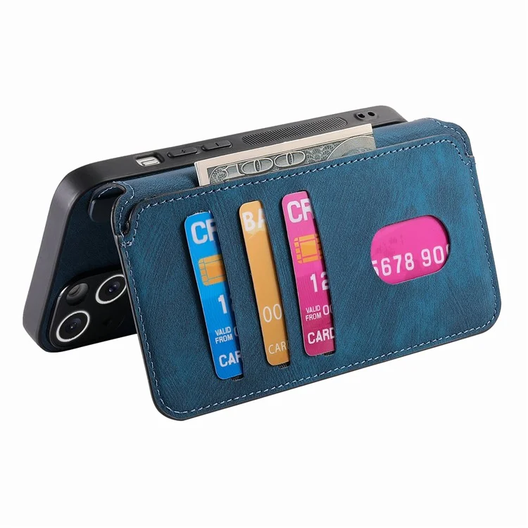CASENEO MW-03 Pour Étui Samsung Galaxy S24+ Bloquage RFID Cuir+TPU Amovible Housse de Téléphone - Bleu Foncé