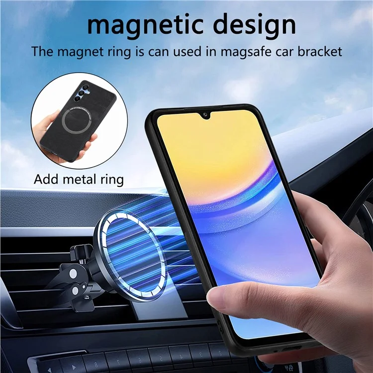 For Samsung Galaxy A15 4G / 5G Magnetic Case CASENEO Detachable Leather Phone Wallet Cover - Black
