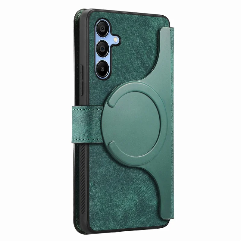 CASENEO MW-03 für Samsung Galaxy A15 4G / 5G Hülle Retro Leder Ständer RFID-Blockierung Abnehmbare Telefonabdeckung - Grün