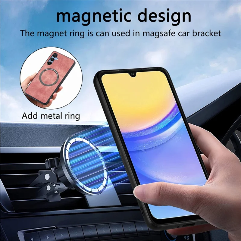 CASENEO MW-03 Для Samsung Galaxy A15 4G / 5G Чехол Ретро Кожаный Стенд RFID Блокировки Съемная Крышка Телефона - Розовый