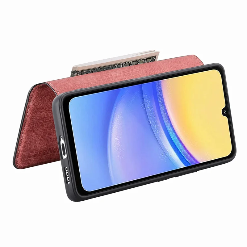 CASENEO MW-03 Для Samsung Galaxy A15 4G / 5G Чехол Ретро Кожаный Стенд RFID Блокировки Съемная Крышка Телефона - Розовый
