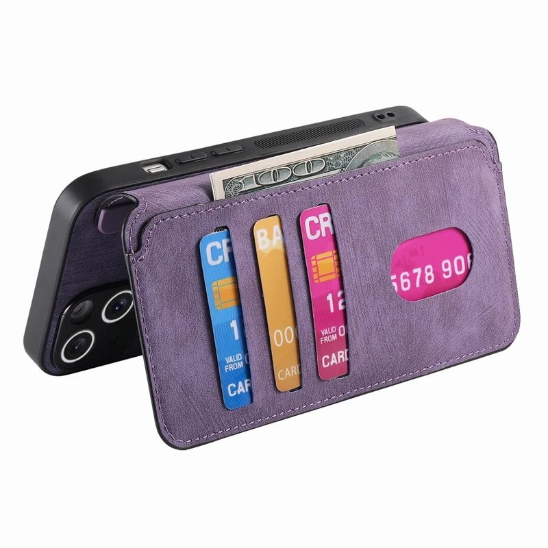 CASENEO MW-03 für Samsung Galaxy A15 4G / 5G Hülle Retro Leder Stand RFID-Blocker Abnehmbare Handyhülle - Lila