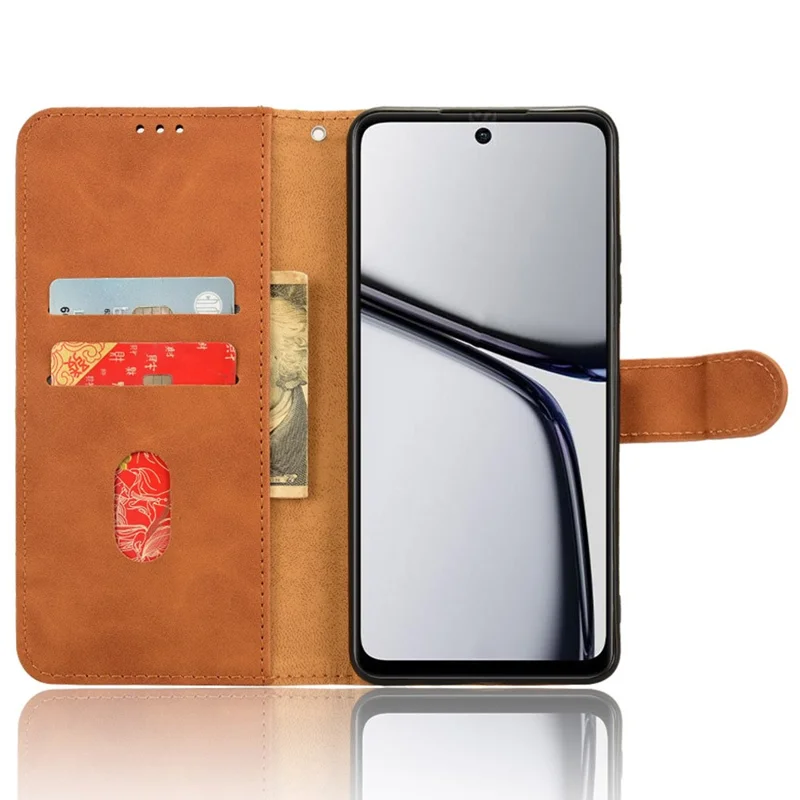 For Realme C65 4G Case PU Leather Skin Touch Feeling Wallet Phone Cover - Brown